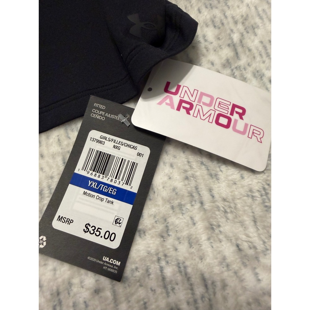 Under Armour Girls Black‎ Fitted Racerback Athletic Crop Top Size YXL - Picture 4 of 5